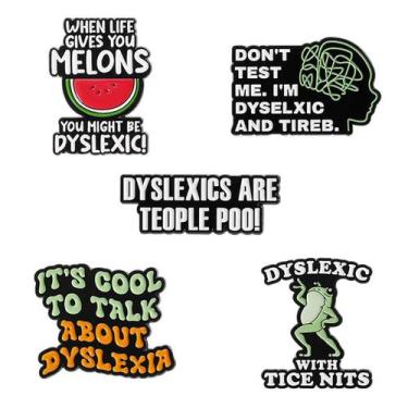 Imagem de Brooch Pins Set Creative Dyslexia Awareness, citações engraçadas - yiw