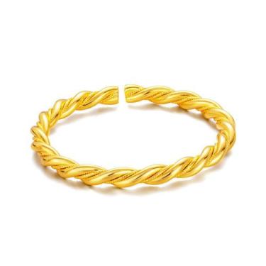 Imagem de Pulseira de ouro vietnamita Placer Twisted Rope Open Cuff - yiweisai