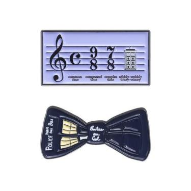 Imagem de Alfinetes de broche Creative Music Note com design retrô de gravata bo