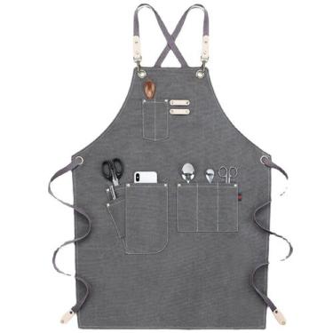 Imagem de Avental de lona estilo INS com vários bolsos para homens e mulheres - 