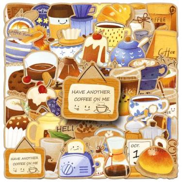 Imagem de Pacote de adesivos Cartoon Coffee, 50 unidades de vinil desenhado à mã