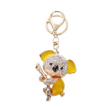 Imagem de Chaveiro fofo de cristal coala para mulheres com gemas amarelas cintil