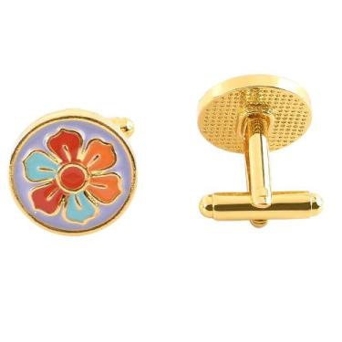 Imagem de Abotoaduras, design floral criativo e moderno para homens - yiweisai