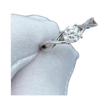 Imagem de Anel De Noivado Feminino Em Prata 925 Com Pedras Preciosas Moissanite,