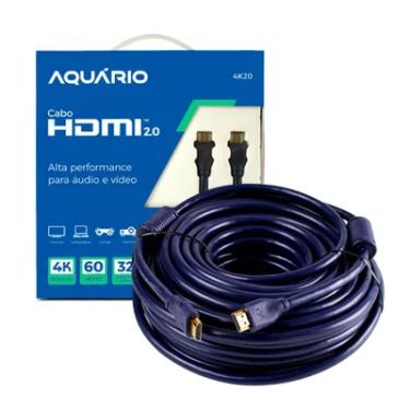 Imagem de Cabo HDMI Aquario 2.0 4k 3d 19 Pinos 20 Metros - 4k20