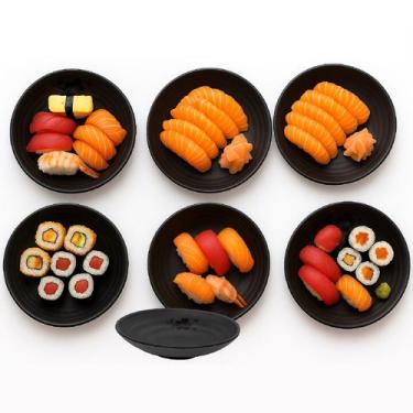 Imagem de 6 Pratos Fundo em Melamina Japonesa Oriental Preto Kanpai 23cm - Best