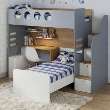 Imagem de Cama Alta Office com Cama de Solteiro e Armário Baixo Star Maker Casat
