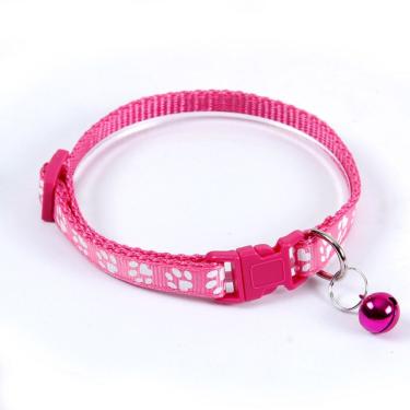 Imagem de Coleira para Pets OEM Teddy Ajustável Universal para Cães e Gatos em Material Resistente Rosa Vermelha com Sino 1