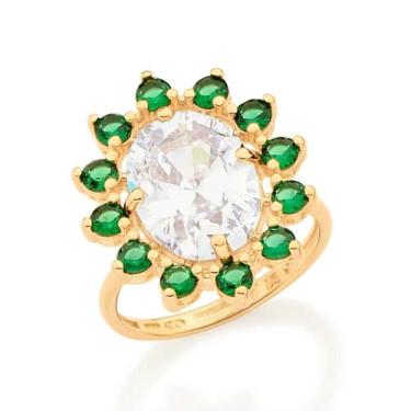 Imagem de Anel Rommanel Oval Folheado a Ouro com Zircônia 513070, 20, Dourado