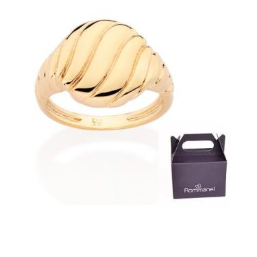 Imagem de Anel Skinny Ondulado Banhado a Ouro Rommanel 513475, Dourado, 14