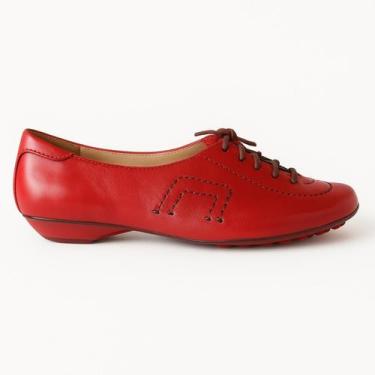 Imagem de Tênis Urban Luxe Feminino Em Couro Vermelho 8107 Tamanho:39Cor:Vermelh