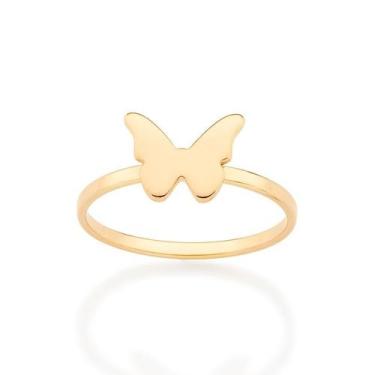 Imagem de Anel Skinny Borboleta Rommanel Folheado a Ouro 513278, 22, Dourado