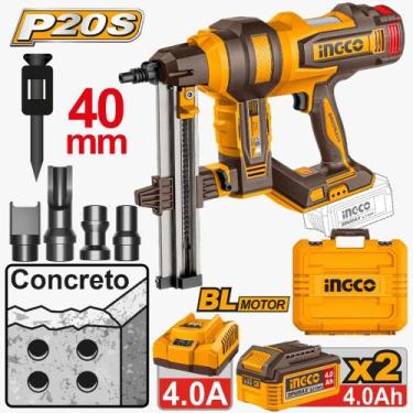 Imagem de Pinador Ingco Finca Pregos Para Concreto CCNLI9008-9 20v 15-40mm 2 Bat