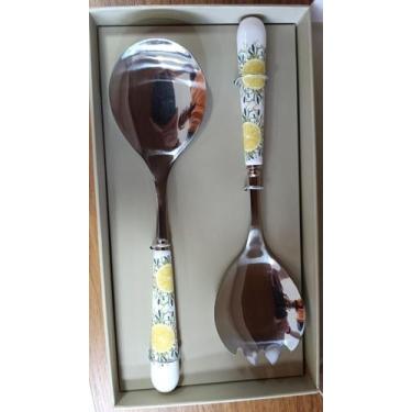 Imagem de Jogo 2 Talheres para Salada 23cm Limone em Aço Inox e cabo em Porcelan