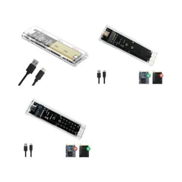 Imagem de Caixa Externa Transparente para SSD M.2 NVME PCIe NGFF SATA Dual Proto
