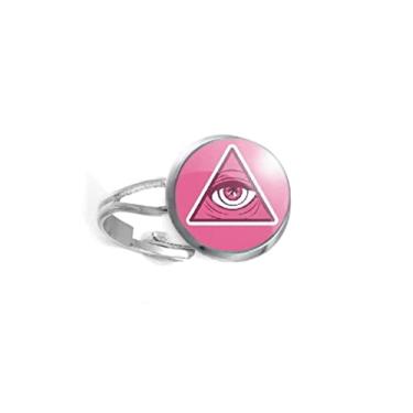 Imagem de Anel Pink Pirâmide Olho que tudo vê Illuminati Unissex e Ajustável