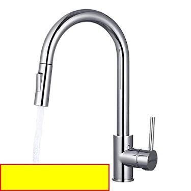 Imagem de Filtro de toque dourado Torneira de cozinha Quente Frio Puxe para fora Torneira misturadora de pia de cozinha Purificador de água potável Sensor Torneiras de mistura de cozinha, 70, sem toque, cromo