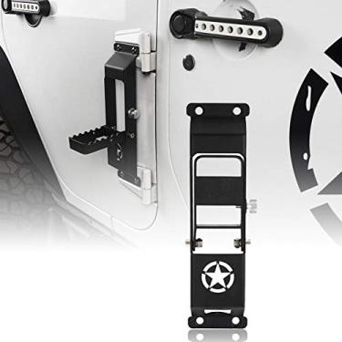 Imagem de Hooke Road JK Passo, Dobradiça de porta, Pedal dobrável de metal com placa de estrela para Jeep Wrangler JK & JKU 2007-2018