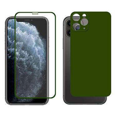 Imagem de VGOLY Para iPhone 11 Pro Chapéu Prince Cola Completa 0.26mm 9H 2.5D Vidro Temperado Frontal Filme de Cobertura Completa e Filme Preto com Função Protetor de Lente de Câmera (Color : Green)