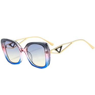 Imagem de Óculos de sol vintage olho de gato moda feminina design de luxo coração decorar óculos de sol lindos óculos coloridos uv400 óculos, c7 cinza azul rosa, tamanho único