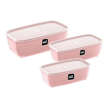 Imagem de UZ Kit 3 Potes Multiuso Retangular Premium Rosa
