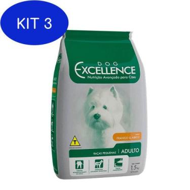 Imagem de Kit 3 Ração Excellence Cães Adultos Raças Pequenas 1.5Kg