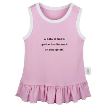 Imagem de A Baby is God's Opinion That The World Should Go On Vestidos Engraçados Vestido de Princesa Bebê Recém-Nascido Saias com Babados, Vestido rosa sem mangas, 18-24 Meses