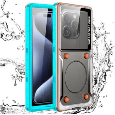 Imagem de Capa de telefone impermeável, bolsa de telefone à prova d'água para tela sensível ao toque, bolsa de praia para iPhone/Samsung/Google/LG/XIAOMI/ONEPLUS, azul de 6,9 polegadas