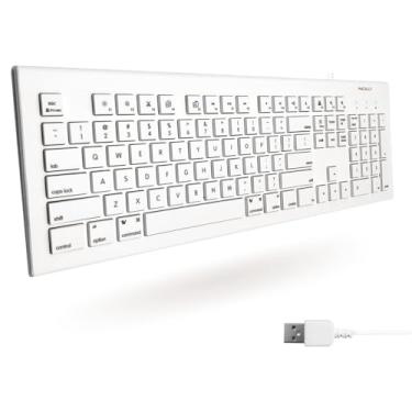 Imagem de Teclado Macally tamanho grande, USB com fio, Branco, MKEYE