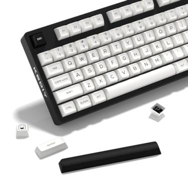 Imagem de KBDiy Arco semelhante ao conjunto de teclas SA Profile PBT Double Shot, 160 teclas pretas e brancas 60% para teclado mecânico 61/64/68/84/87/100/104/108