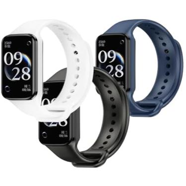 Imagem de Pulseira Silicone Premium Para Smartwatch Compatível Smartwatch Xiaomi Mi Band 8 Active (PRETO)