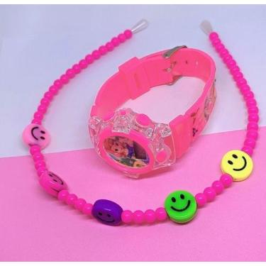 Imagem de Kit Relógio Infantil para Meninas Digital Toca Musica Pisca Luz Led Pe