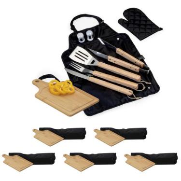 Imagem de Kit 5 Estojo com Utensilios de Churrasco e Tábua de Corte - ZZ