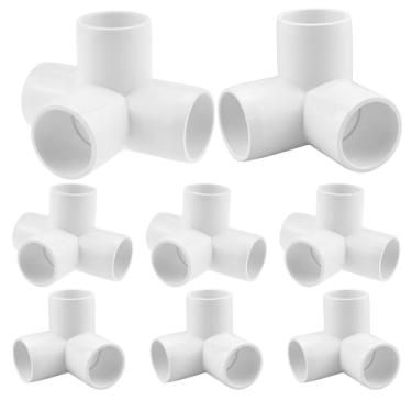 Imagem de Kit de montagem de PVC SDTC Tech Conector de cotovelo de nível de móveis para prateleira de PVC DIY suporte de jardim, estrutura de armazenamento, branco pacote com 8, 3/4 inch
