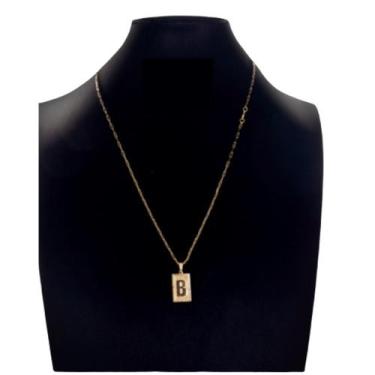 Imagem de Corrente Carti Fecho Lagosta 2mm com incial B - A.R Variedades MT
