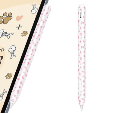 Imagem de AZF Estojo de lápis padrão espinha de peixe para Apple Pencil 2ª geração, aderência confortável, capa lateral fina de silicone, suporte para fixação magnética. (rosa, espinha de peixe)