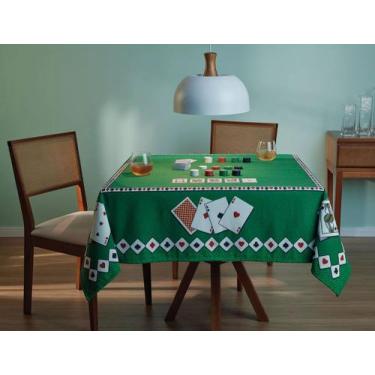 Imagem de Toalha de Mesa Quadrada Jogos Baralho Truco Poker Verde Aveludada Lepp