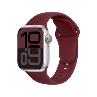 Imagem de DONEGANI Pulseira esportiva de silicone vermelha bordô para Apple Watch C1C SE Ultra 2 de 40 mm, 44 mm, 46 mm, 42 mm, 45 mm, 41 mm, 38 mm, 49 mm, séries 10, 9, 8, 7, 6, 5, 4, 3