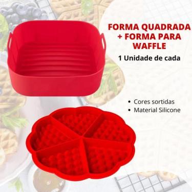 Imagem de Kit Forma Silicone Airfryer Micro-Ondas Reutilizável Waffle - Escolha 