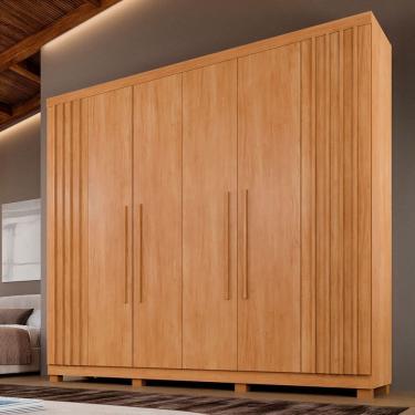 Imagem de Guarda-Roupa Casal Turim 6 Portas 3 Gavetas Ripado Cinamomo - Pnr Móveis