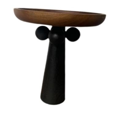 Imagem de WeiLaiKeQi Bandeja decorativa que serve a bandeja organizadora de perfume redonda decoração de casa de madeira para mesa de café para banheiro a vaidade da, L