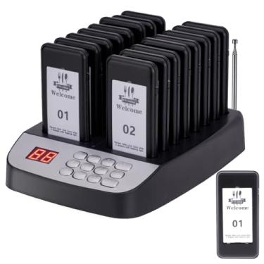 Imagem de YYCALLING Pager de restaurante com 16 peças, pagers para restaurantes, 16 pagers de convidados, campainhas de distanciamento social, 98 canais com vibração, piscando e campainha para caminhão