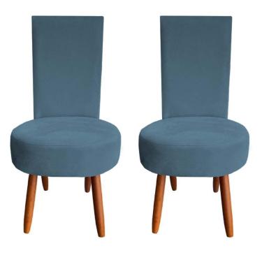 Imagem de Kit 02 Cadeiras De Jantar Lisboa Sued Azul Tiffany D`classe Decor