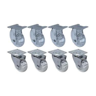 Imagem de Kit 8 un roda rodízio fixo e giratório gel 2 pol 50mm móveis - AJAX