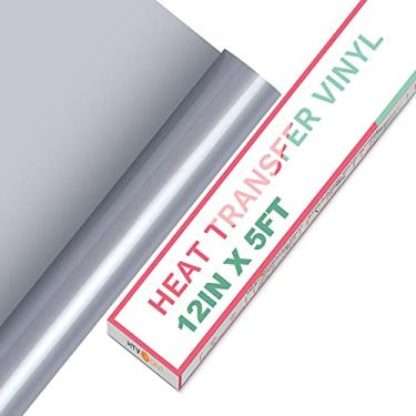 Imagem de HTVRONT Vinil HTV Vinyl Rolls de transferência de calor – Vinil prateado HTV de 30,5 x 1,5 m para camisas, ferro em vinil para todas as máquinas de cortar – Fácil de cortar e erva para design de vinil térmico (prata)