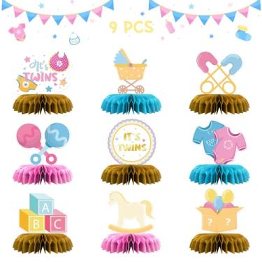 Imagem de INNORU Centro De Mesa Favo Mel It'S Twins, Enfeites Para Festa 1º Aniversário, Decorações Chá Bebê Oh Babies, Acessórios Cabine Fotos, 9 Peças
