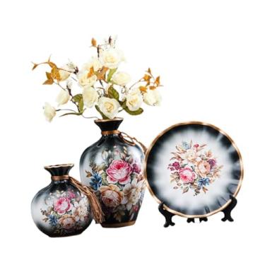 Imagem de Ｂｅｓｇａ 3x Vasos de Cerâmica Arranjos de Flores Exibição Decoração de Casa Vasos Decorativos Modernos Recipientes de Plantas para Sala de Estar Prateleira, Preto