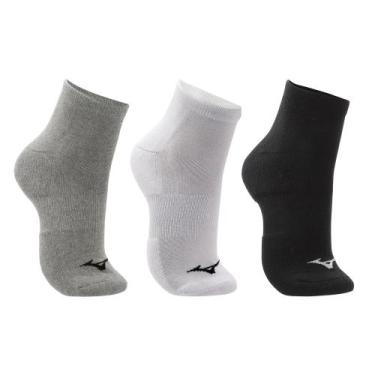 Imagem de Meia Cano Curto Mizuno Prime Tam. 39-44 Pacote Com 3 Pares, Cinza, 39-