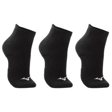 Imagem de Meia Sem Cano Mizuno Prime Tam. 33-38 Pacote Com 3 Pares, Preto, 33-38