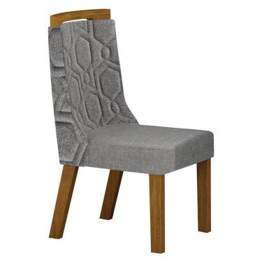 Imagem de Cadeira Para Mesa De Jantar ágata Mdf Freijó Linho Cinza - Leifer Móveis